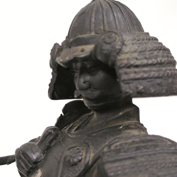 Japanese Old Copper Statue of "Masashige Kusunoki" Samurai of 1294-1336