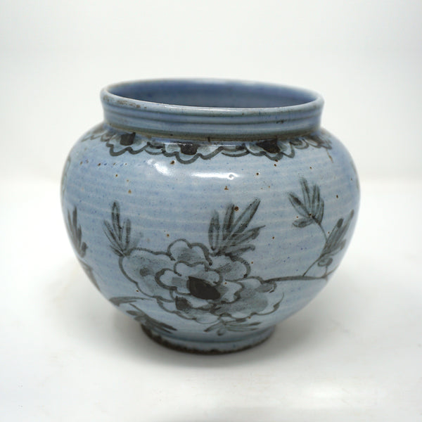 Blue and White Flower Design Porcelain Vase from Chosun Dynasty