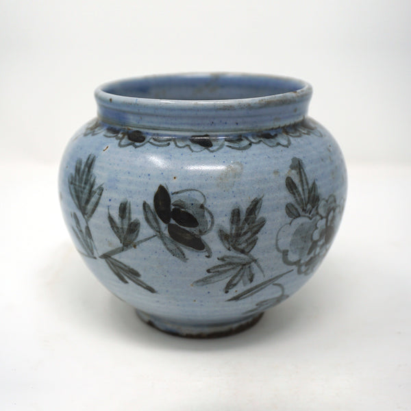 Blue and White Flower Design Porcelain Vase from Chosun Dynasty