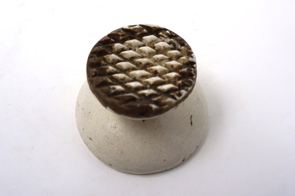 White Porcelain Flower Shaped Cake Pattern Stamp from Chosun Dynasty