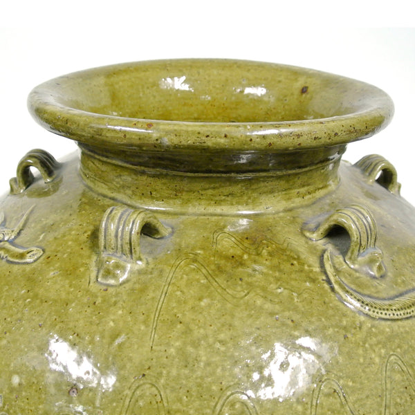 Chinese Large Ceramic Jar with Dragon Design from Ming Dynasty