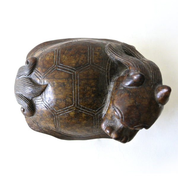 Chinese Old Brown Dragon Turtle Jade Stone