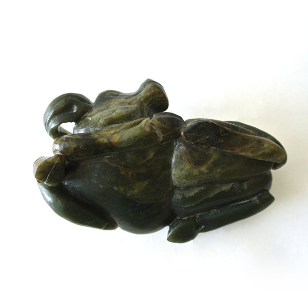 Chinese Old Cow Green Jade Statue