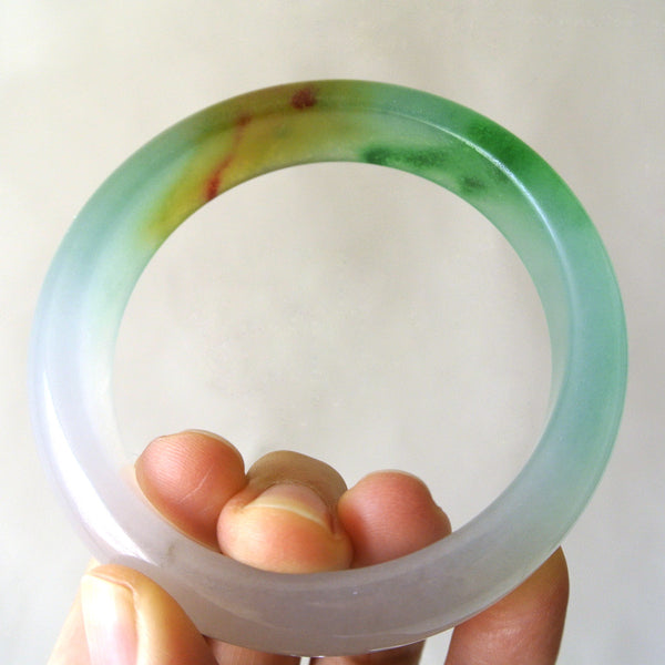 Chinese Multi-color Jade Bangle with Lavender, Russet and Green Tones