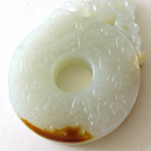 Chinese White Disc Jade Pendant