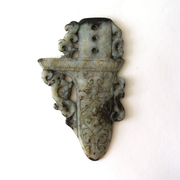 Chinese Old Style Jade with Dagger Design