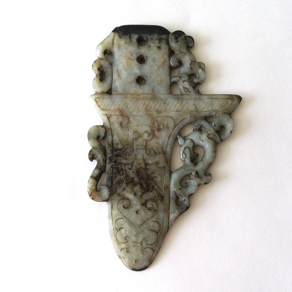 Chinese Old Style Jade with Dagger Design