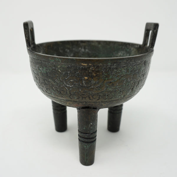 Chinese Bronze Old Tripot Incense Burner