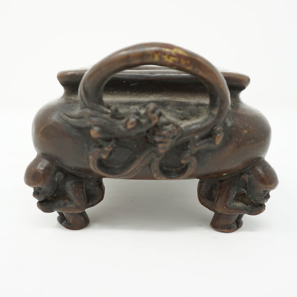 Chinese Bronze Incense Burner with Monkeys