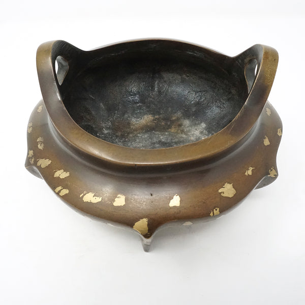 Chinese Bronze Burner with Gold Dotted Tripot