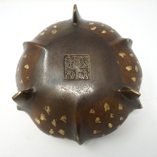 Chinese Bronze Burner with Gold Dotted Tripot