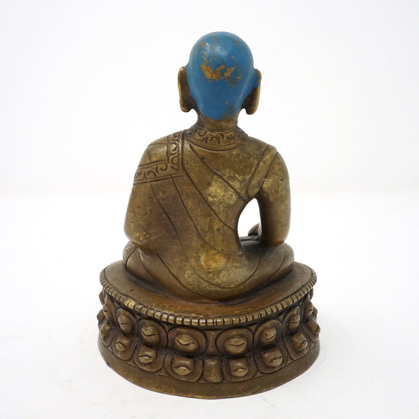 Chinese Tibetan Old Bronze Buddha with Painted Blue Head