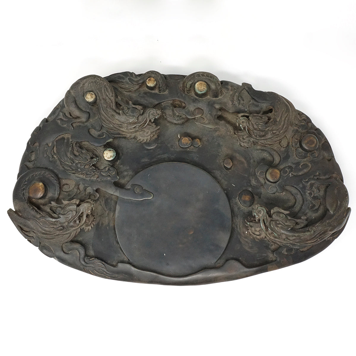 Chinese Ink Stone with Archaic Water Dragon Design