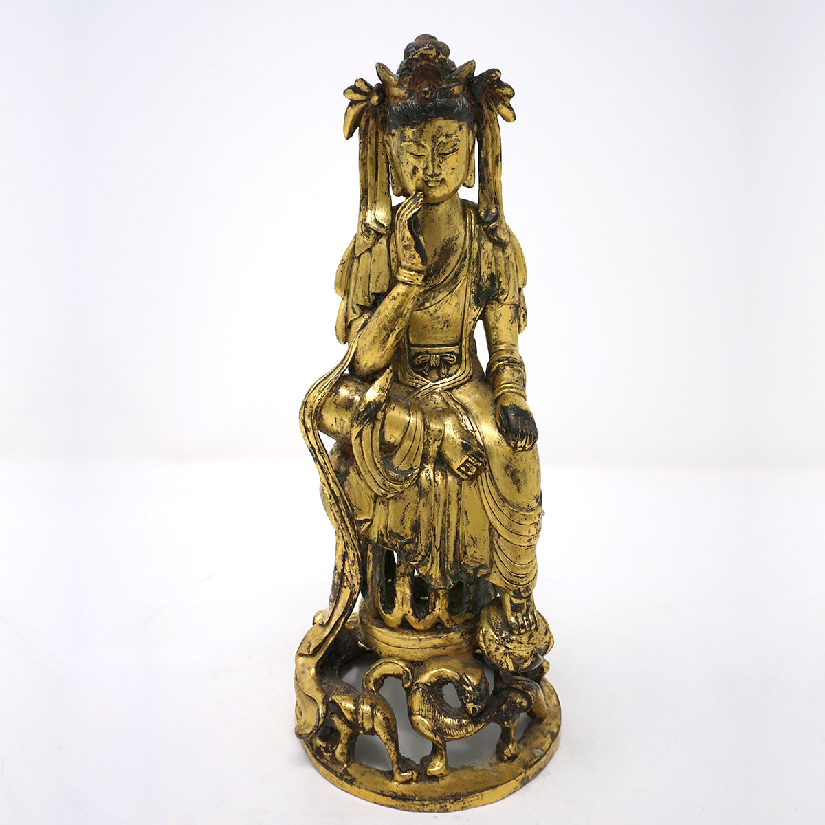 Chinese Gold Plated Bronze Thinking Buddha
