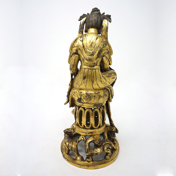 Chinese Gold Plated Bronze Thinking Buddha
