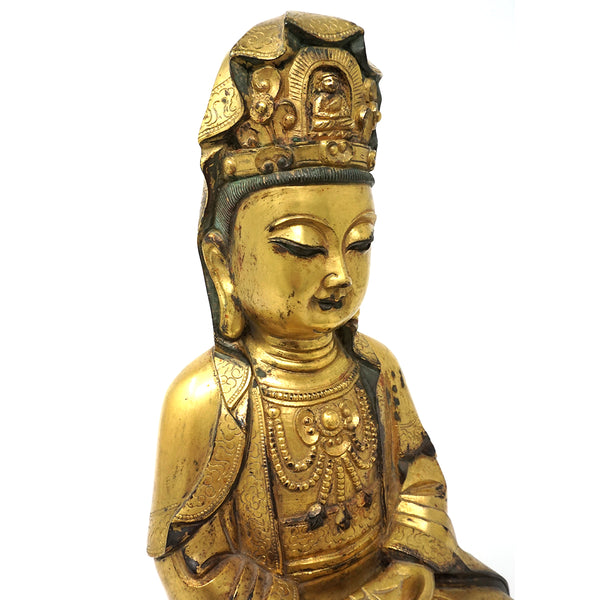 Chinese Antique Gold Plated Bronze Buddha Statue