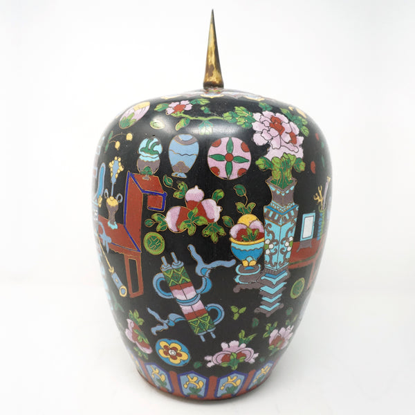 Chinese Cloisonne Bronze Vase with Lid