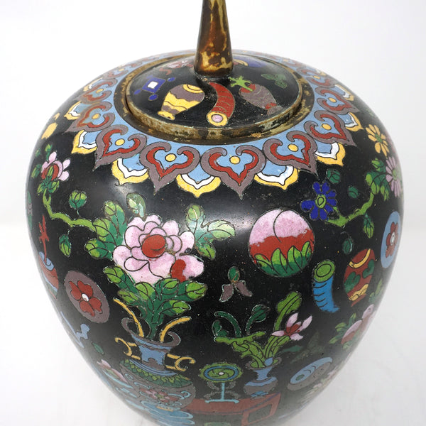 Chinese Cloisonne Bronze Vase with Lid