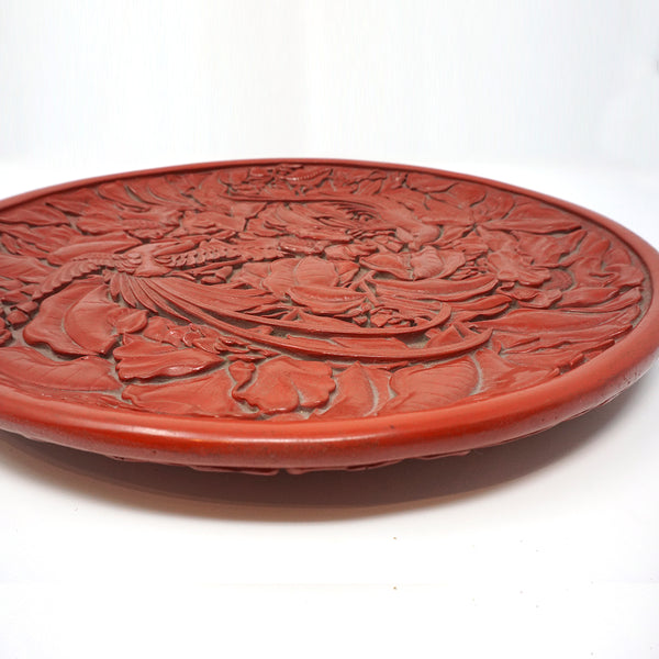 Chinese Old Lacquerware Plate with Signed on Bottom