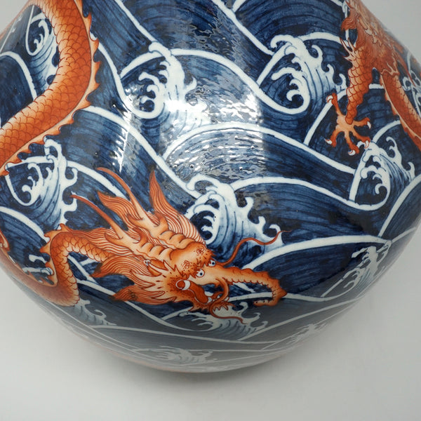 Chinese Large Red Dragon Vase