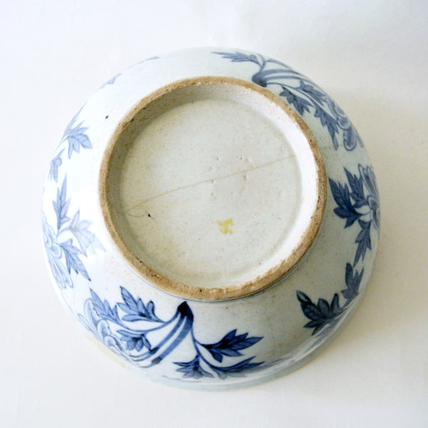 Large Blue and White Bowl with Peony Design from Chosun Period