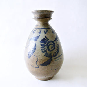 Rare Blue and White Bottle with Cup Shaped Mouth from Chosun Period