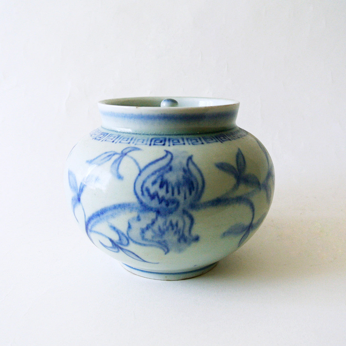 Rare Blue and White Vase with Lid by Bunwon Kiln from Chosun Period