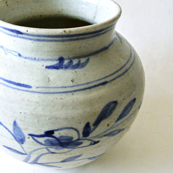 Blue and White Jar with Flower Design from Chosun Period