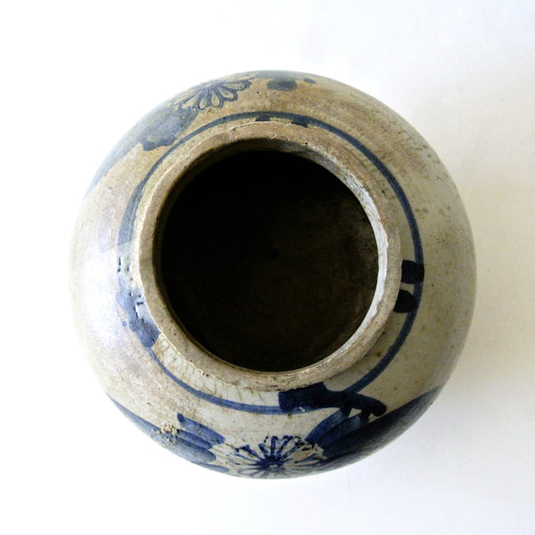 Blue and White Vase with Flower Design from Chosun Dynasty