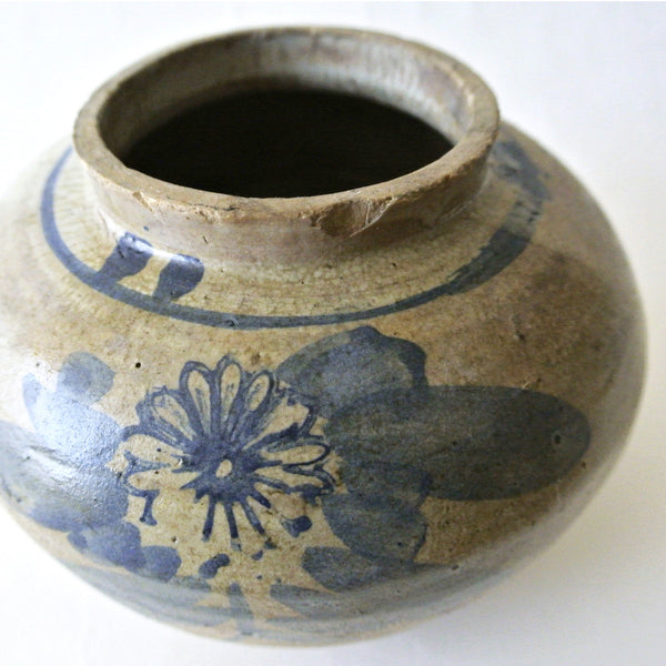 Blue and White Vase with Flower Design from Chosun Dynasty