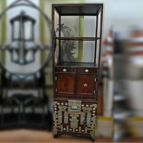 Korean Chosun Cabinet with Decorative Metal Details and Key