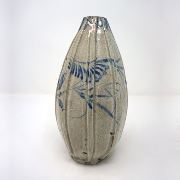 Rare Blue and White 8-Faced Porcelain Bottle Vase from Chosun