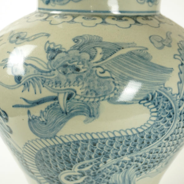 Large Blue and White Porcelain Dragon Jar Vase