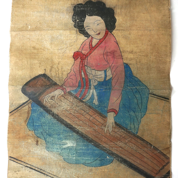Lady with Gayagum Minhwa from Chosun Dynasty