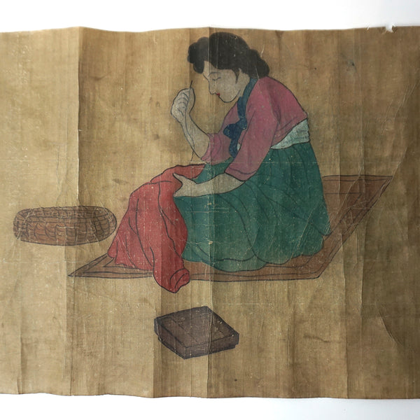 Stitching Lady Minhwa Painting from Chosun Dynasty