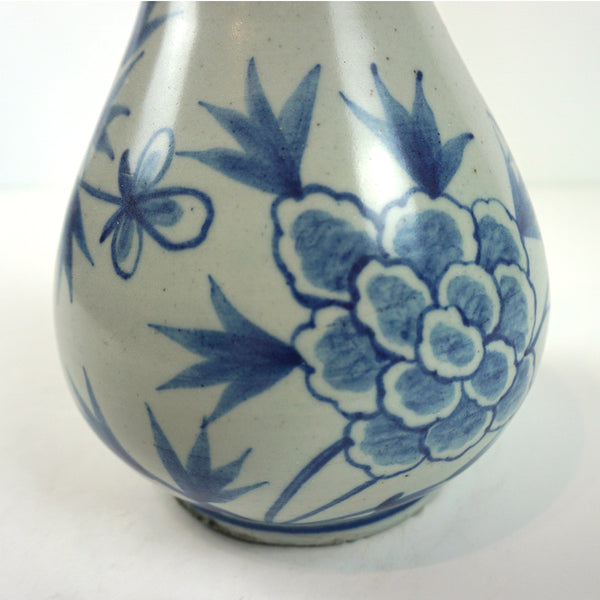 White Porcelain Vase with Blue Flower Design from Chosun Dynasty