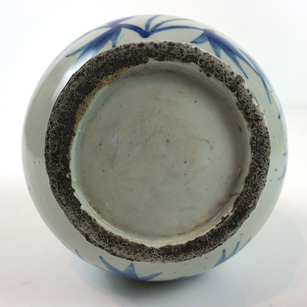 White Porcelain Vase with Blue Flower Design from Chosun Dynasty