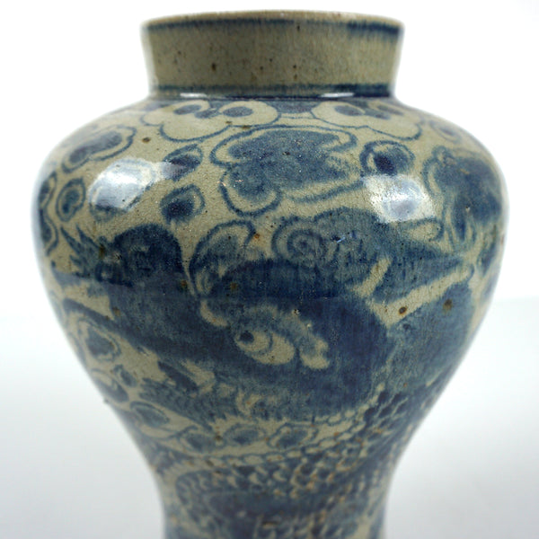White Porcealin Vase with Blue Dragon Design Vase from Chosun Dynasty