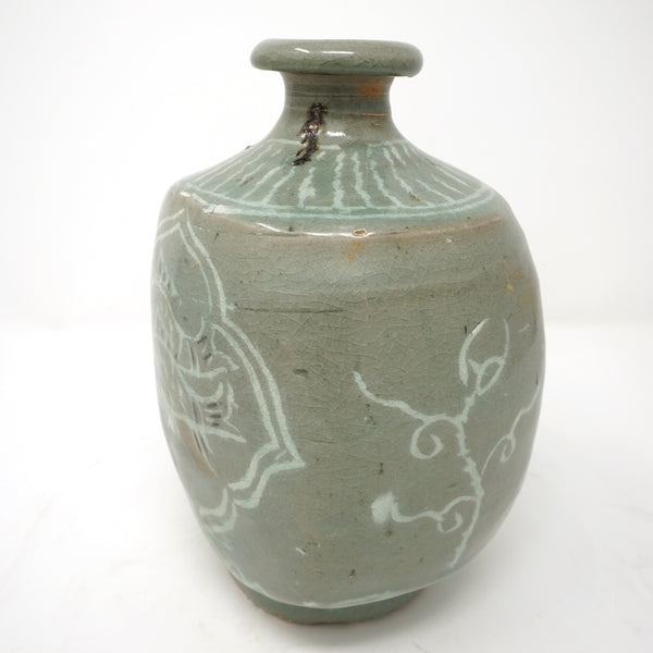 Bunchung Porcelain Flat Bottle Vase with Fish Design from Chosun Dynasty