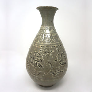 Koryo Dynasty Celadon Vase with Inlaid Flower Design