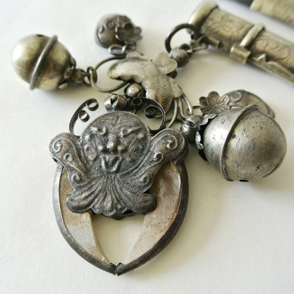 Korean Silver "Eunjangdo" Dagger with 5 Bells and Charms